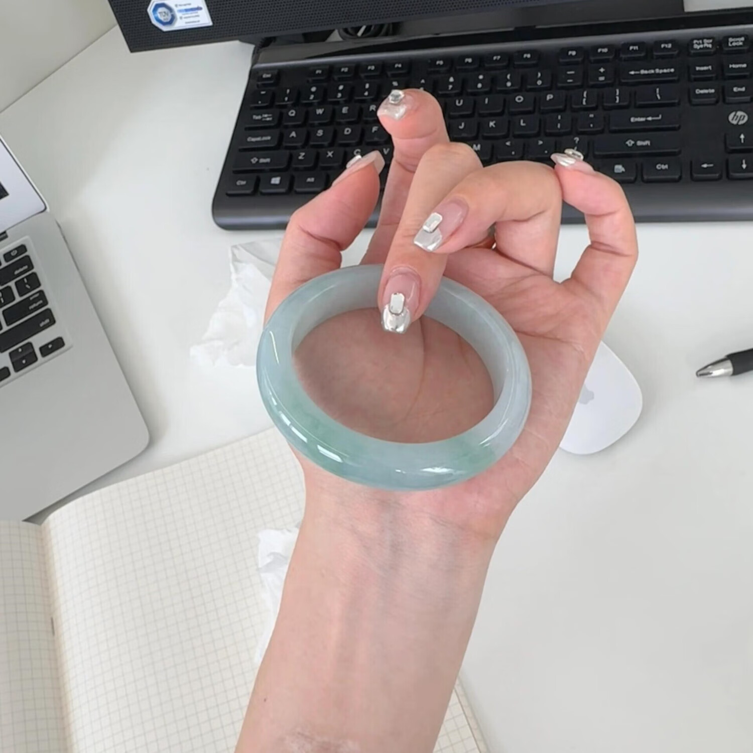 慕公子“梵月清梦”玉翡翠手镯冰种白月光镯子玉手镯子贵妃镯女翡翠玉石 58mm-59mm(附鉴定证书)