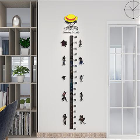 萌念海贼王墙贴海贼王卡通3d立体2米身高墙贴画儿童量身高尺宝宝测身