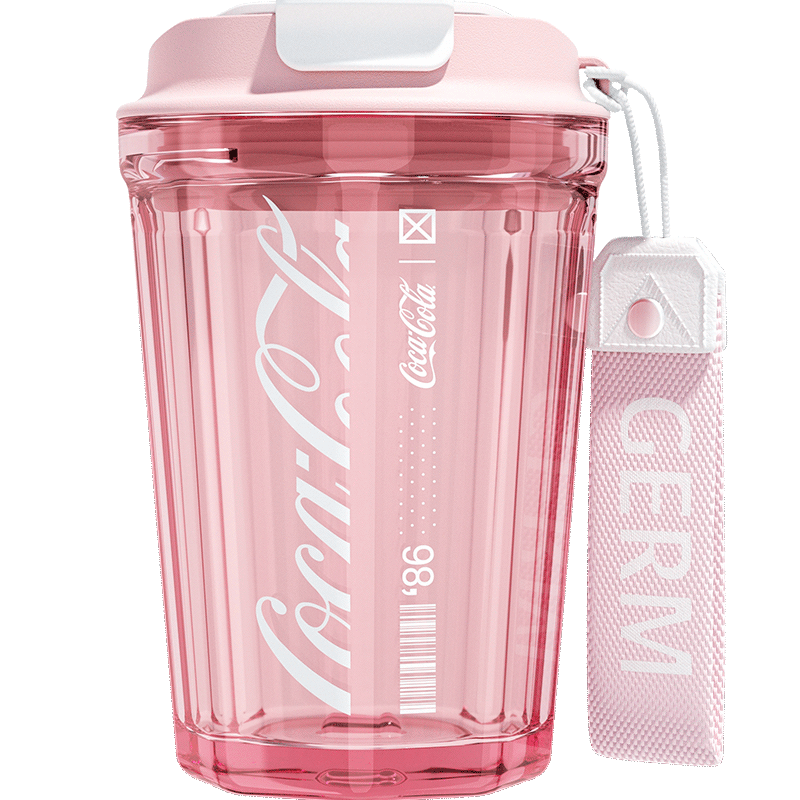 tritan男女式塑料杯大容量咖啡杯水杯 糖果粉【可口可乐联名390ml】