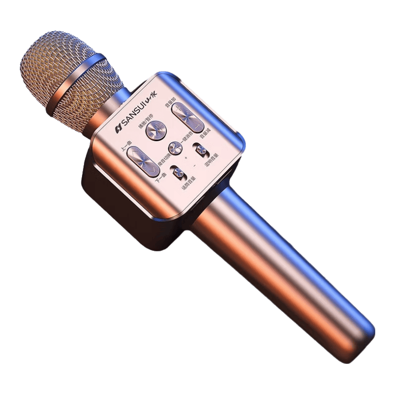 山水（SANSUI）麦克风话筒音响一体机自带声卡无线蓝牙全民k歌家庭ktv套装唱歌喇叭美声手机直播录音播放器通用 香槟金【旗舰版】带收纳包