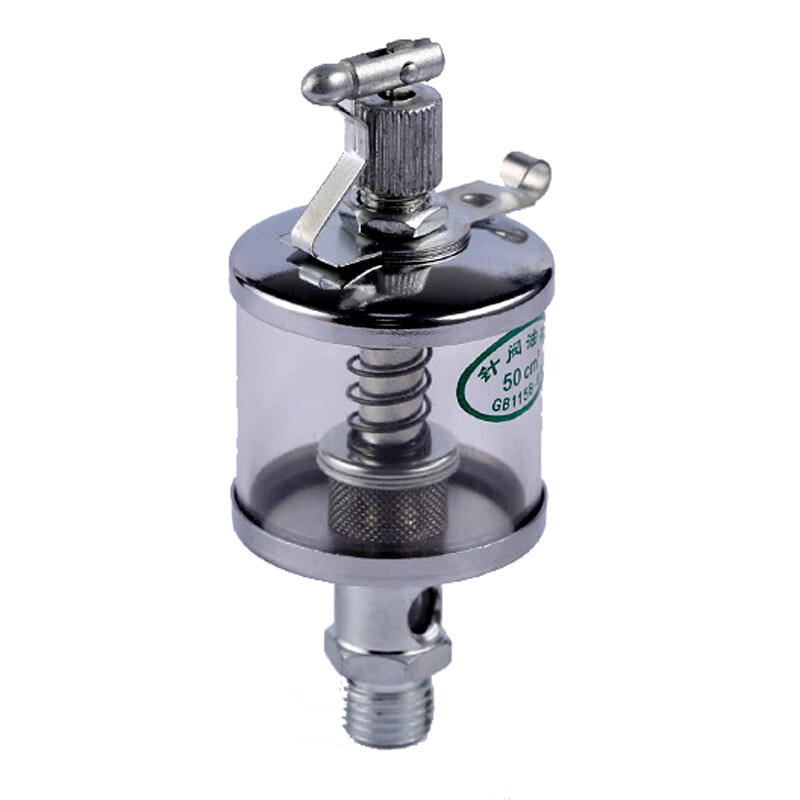 6针阀式注油杯钢制镀铬有机玻璃油杯加厚 m6*1铜转接螺纹-16cm3容量