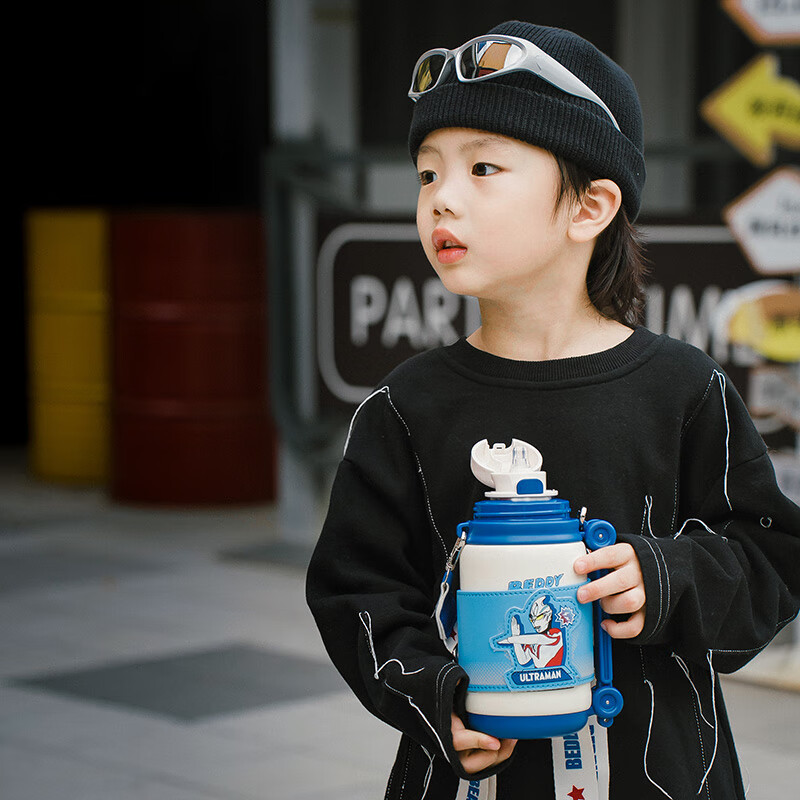 杯具熊儿童保温杯男女学生大容量保温壶两用户外便携水杯上学杯子 炮弹保温壶-亚刻奥特曼650ml