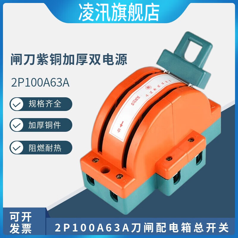 soyint闸刀紫铜加厚双电源刀开关高品质家用2p100a63a刀闸配电箱总