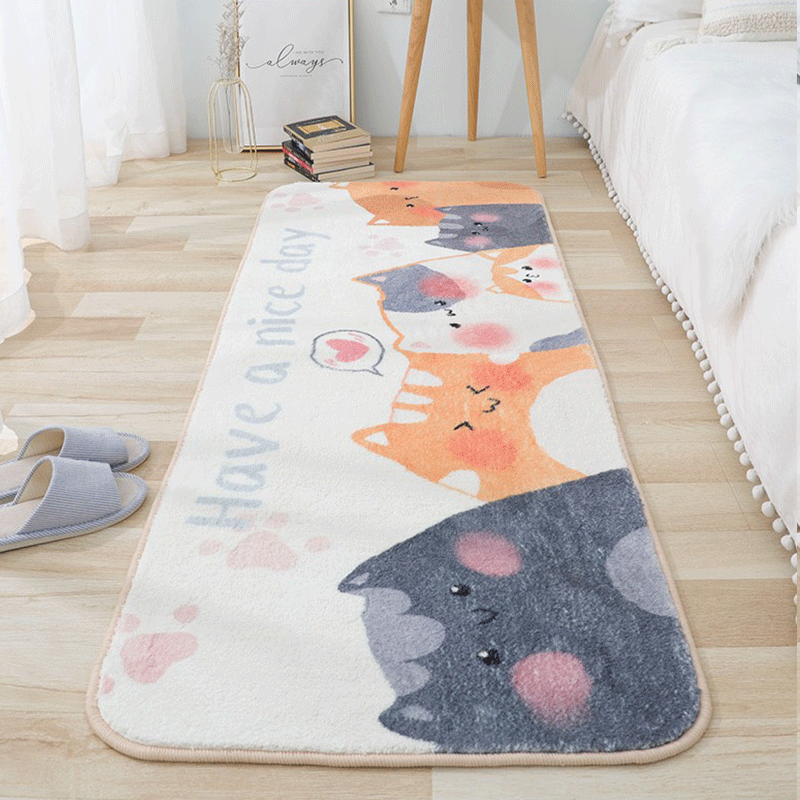 布迪思地毯卧室家用房间床边毯可睡客厅地毯ins风少女床前地毯 可爱猫咪【仿羊绒】 60cm*160cm