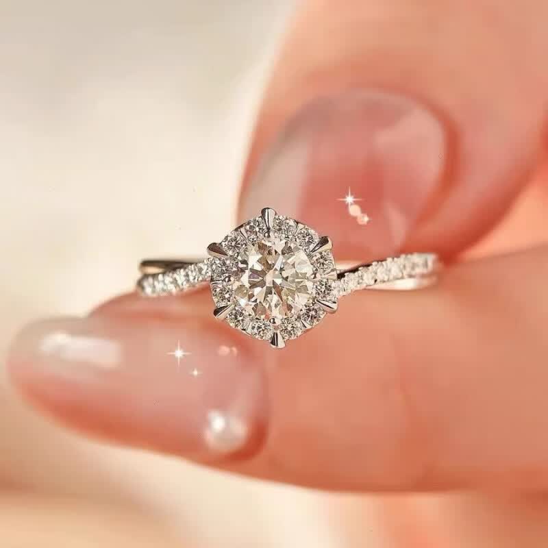 河南人工钻戒柘城人造钻石结婚时尚钻石戒指星织商丘戒 J87星织戒指-女戒 开口可调节