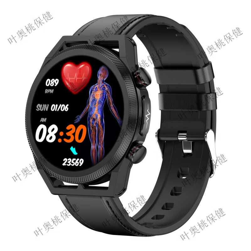 手环尿酸血脂蓝牙通话医疗级血压心 黑色皮带[蓝牙通话 无创血糖 尿