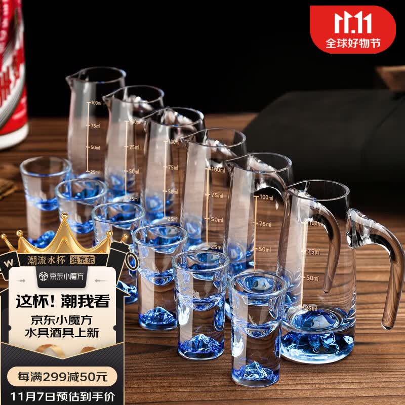 梵卡奇（FANKAQI）蓝色冰山白酒杯分酒器套装家用水晶玻璃带刻度中式酒壶酒具属于什么档次？
