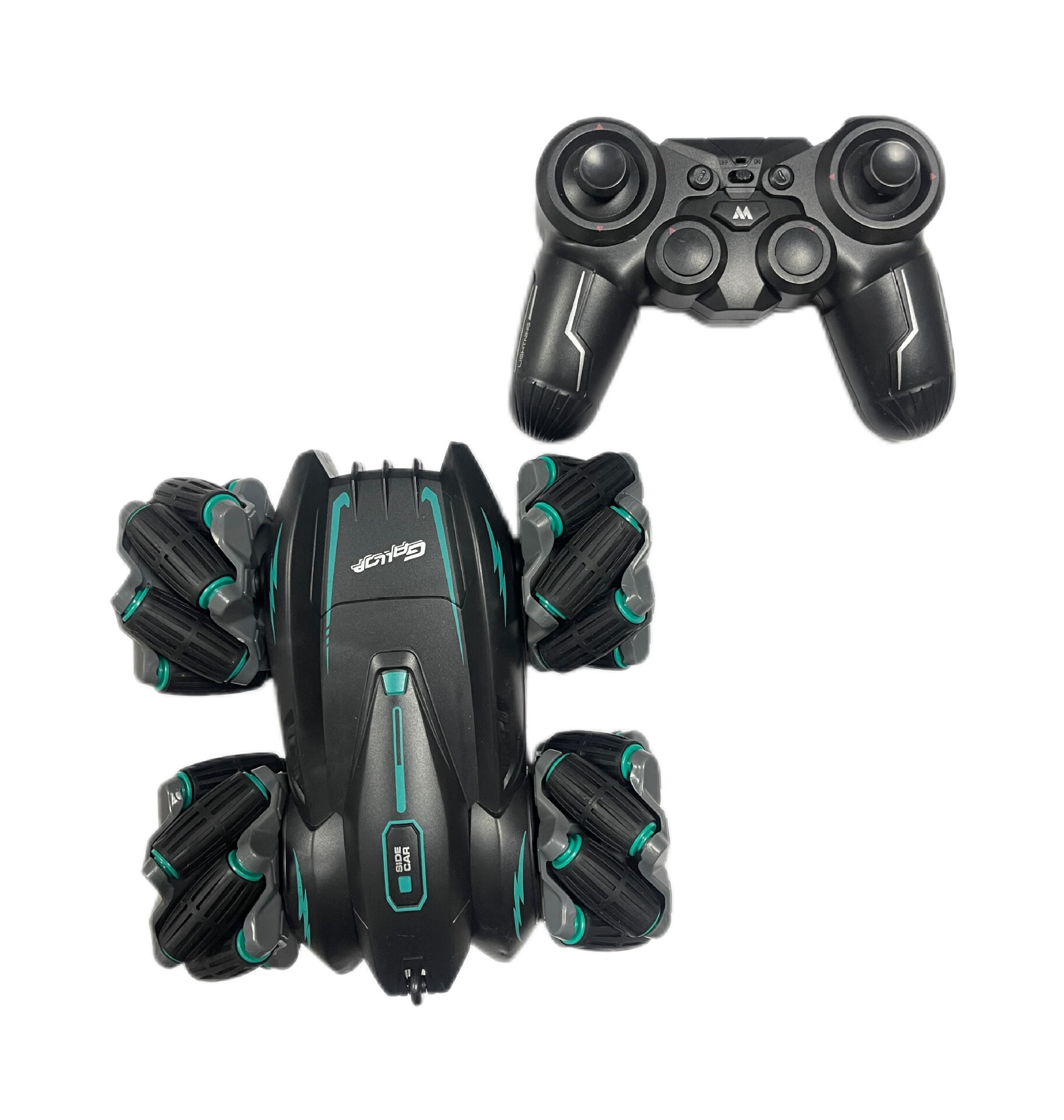 恒中意新品遥控特技车双面翻斗车炫酷灯光横向漂移高速攀爬车玩具