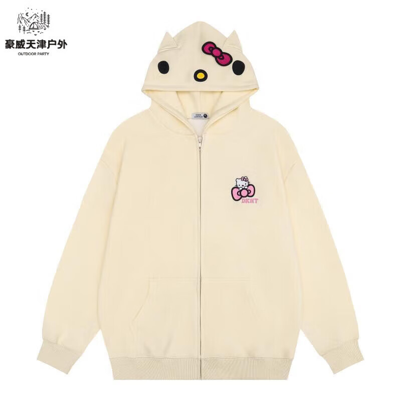 项芽amoeba卫衣可爱减龄蝴蝶结凯蒂猫连帽卫衣拉链开衫女甜酷宽xxs10