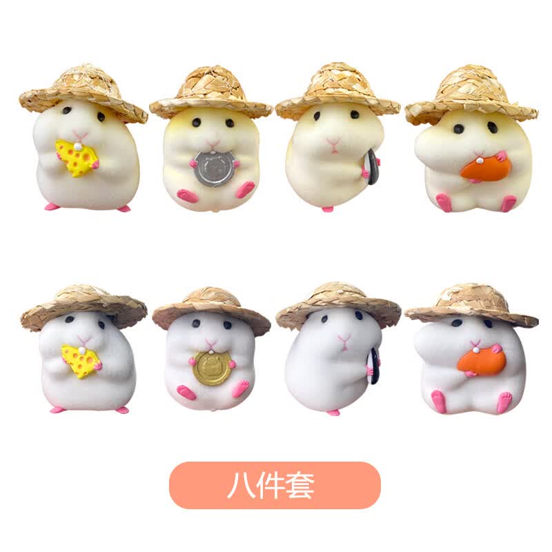 感摆件车内中控台饰品车用创意可爱装饰2023网红新款 仓鼠八件套 3m贴