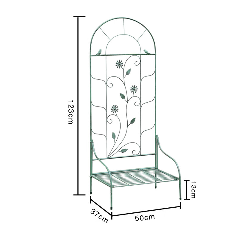 澳颜莱阳台爬藤花架 美式做旧铁艺托盘地插爬藤支架 阳台小鸟网格屏风