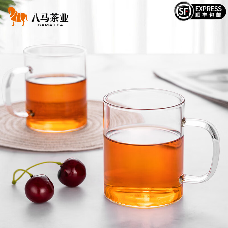 八马茶业 茶具 玻璃对杯 耐热玻璃茶杯 杯子200ml*2个