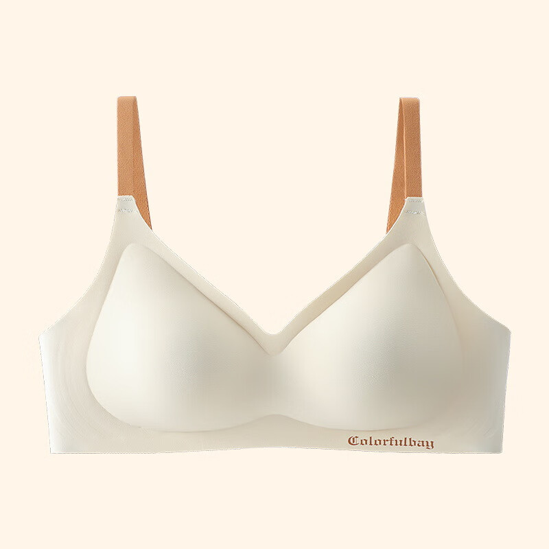 凯媄姻（KAYMIENN）大胸显小内衣薄款防下垂无钢圈乳胶无痕美背文胸吊带胸罩背心 白色 M 码（100-115斤）