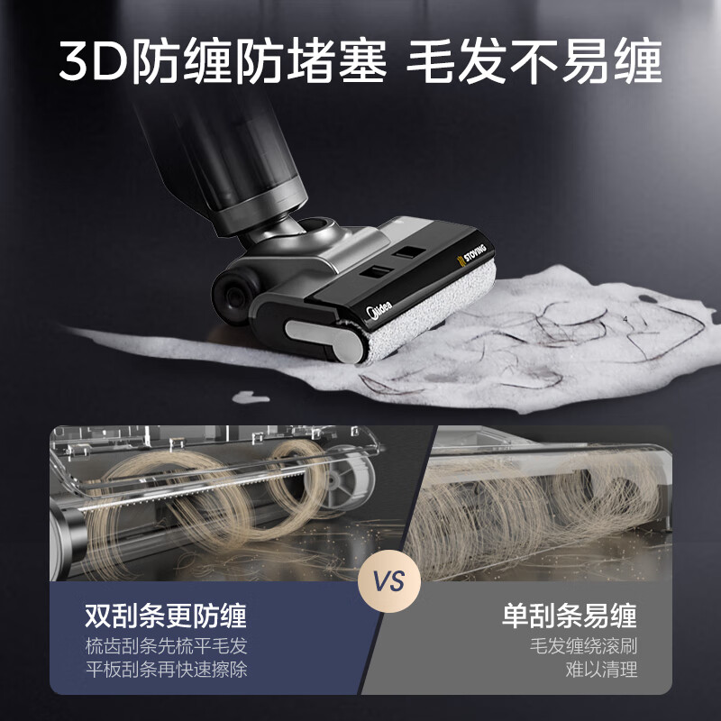 美的（Midea）无线家用智能洗地机GX5H吸洗扫拖一体机全自动热风烘干自清洁手持吸尘器15000pa大吸力拖地扫地机 高温洗烘双旋正反转 实时电解水 充电推杆吸尘机 防缠绕 轻便清洗机电动拖把擦地机