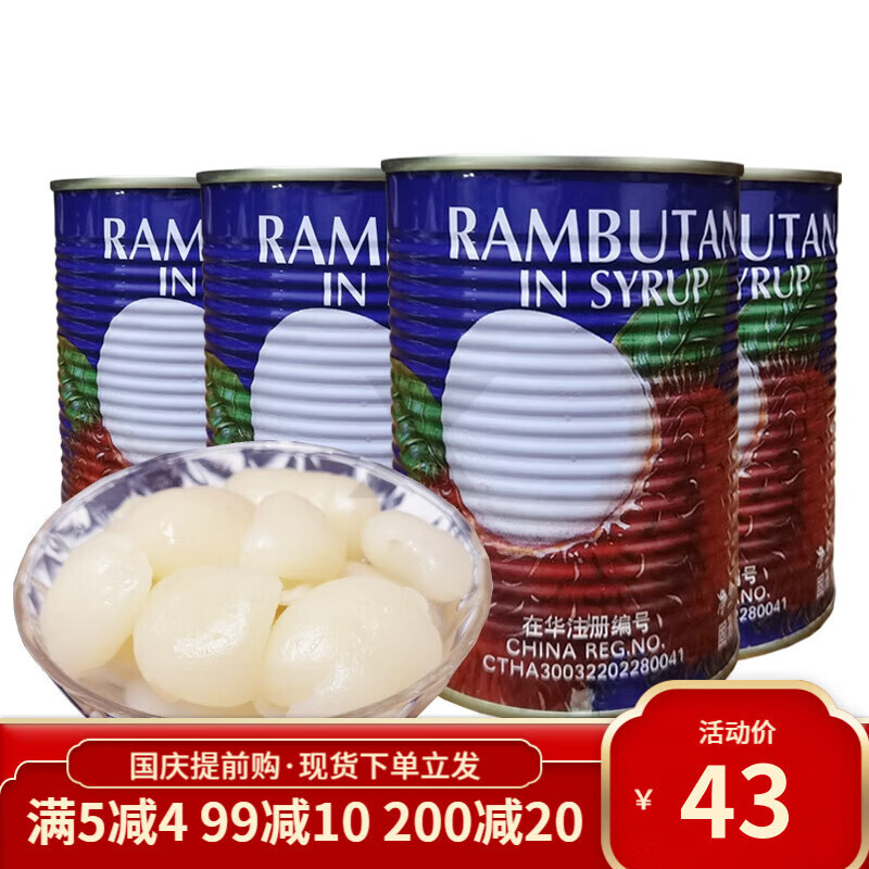 嘉尚酷红毛丹罐头565g*4罐糖水红毛丹罐装整箱红毛丹 袋鼠红毛丹2罐装