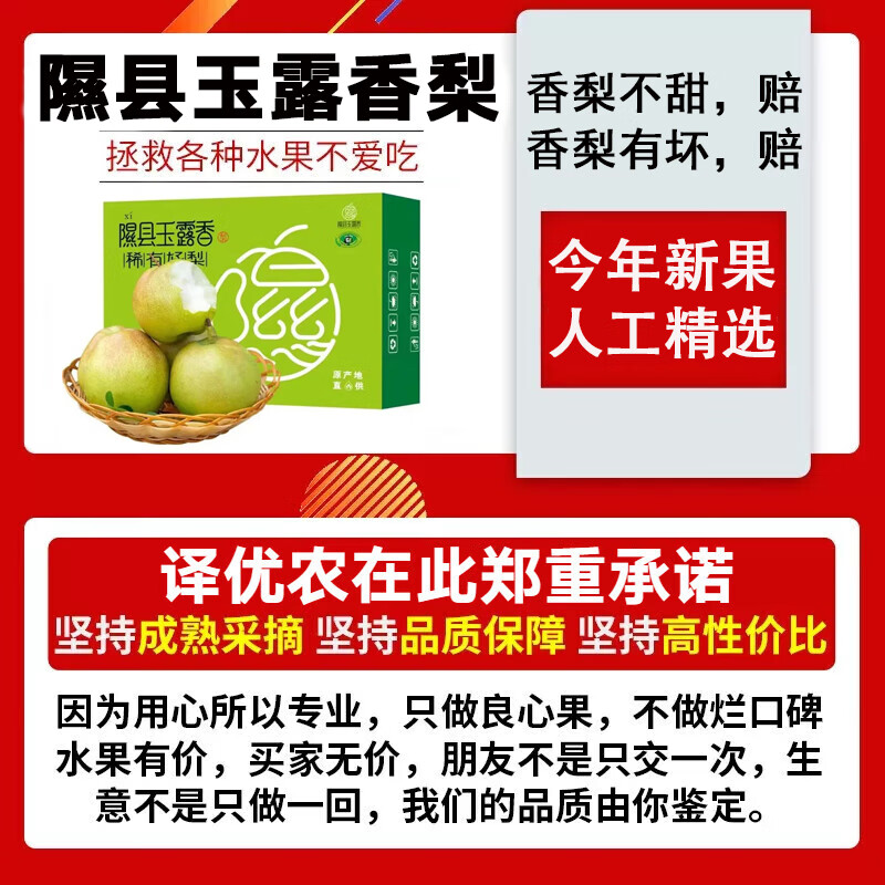 译优农正宗山西玉露香梨隰县香梨新鲜梨子脆甜薄皮大果应季水果礼盒 18枚中果超值装丨单果210-260g