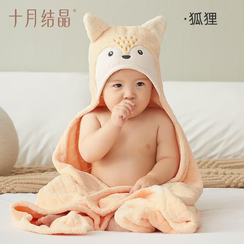 十月结晶婴儿浴巾新生儿男女宝宝浴巾带帽斗篷吸水速干儿童浴袍 狐狸-肉桔色【90*90cm】怎么样,好用不?