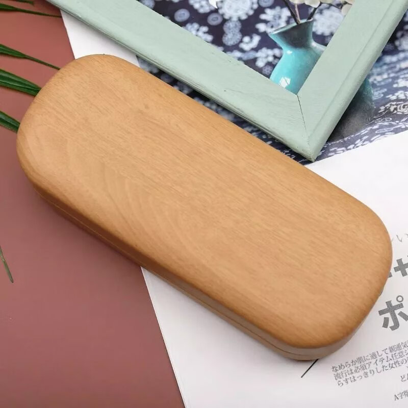 【精选】ins简约复古文艺木纹眼镜盒学生便携防压防摔眼镜墨镜盒 原色木纹 眼镜盒+镜布