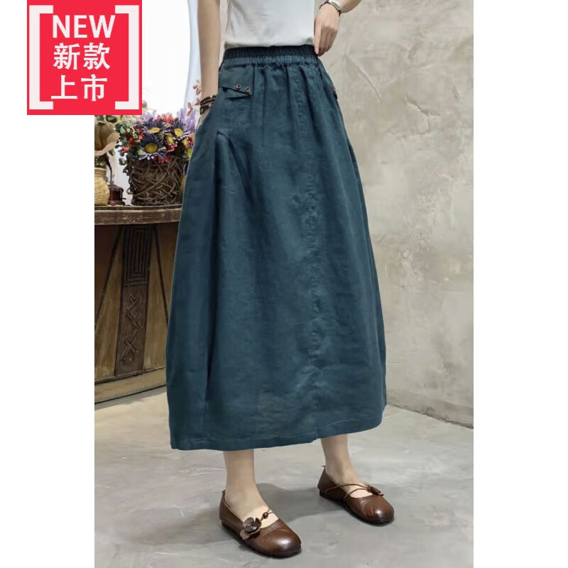 夏天穿的棉麻半身裙中长款半截裙夏季新款复古文艺高支亚麻半身裙