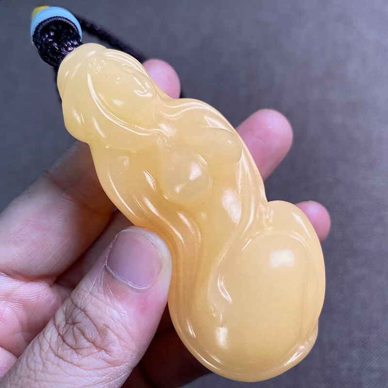 迎淇轩米黄玉玉美人手把件男女款玉石文玩立体雕刻玉贵人精雕美女把玩