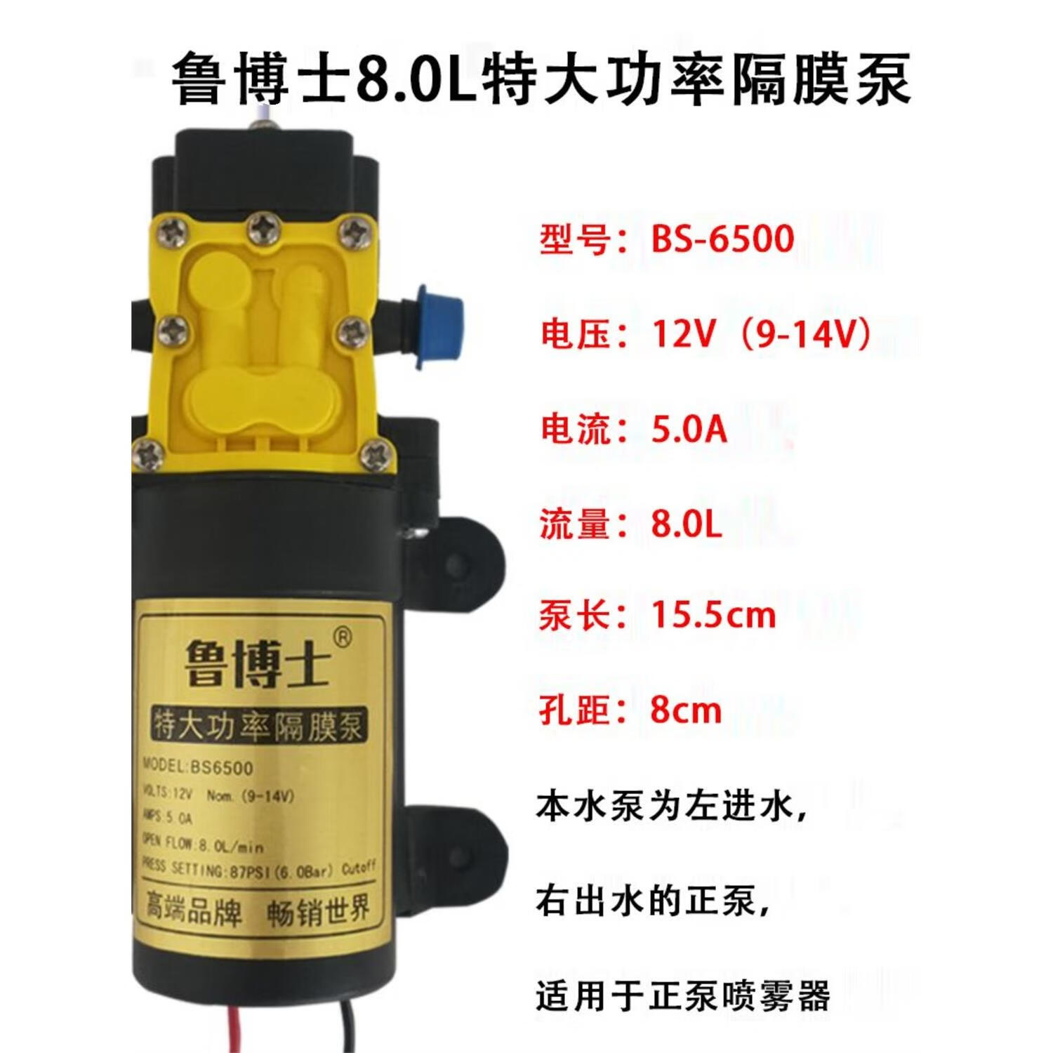12v农用电动喷雾器水泵隔膜泵智能高压自吸泵大功率打药机马达 凌奥泵