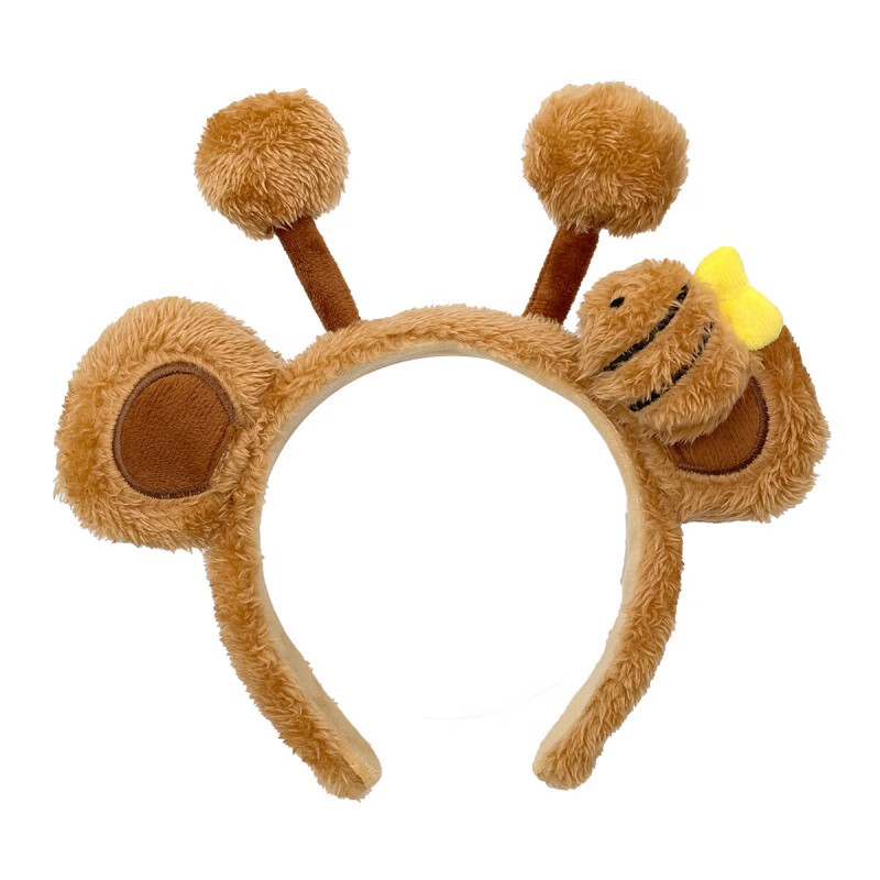 览日鸟可爱毛绒蜜蜂发箍卡通头箍洗脸搞怪发卡头饰儿童拍照表 深咖