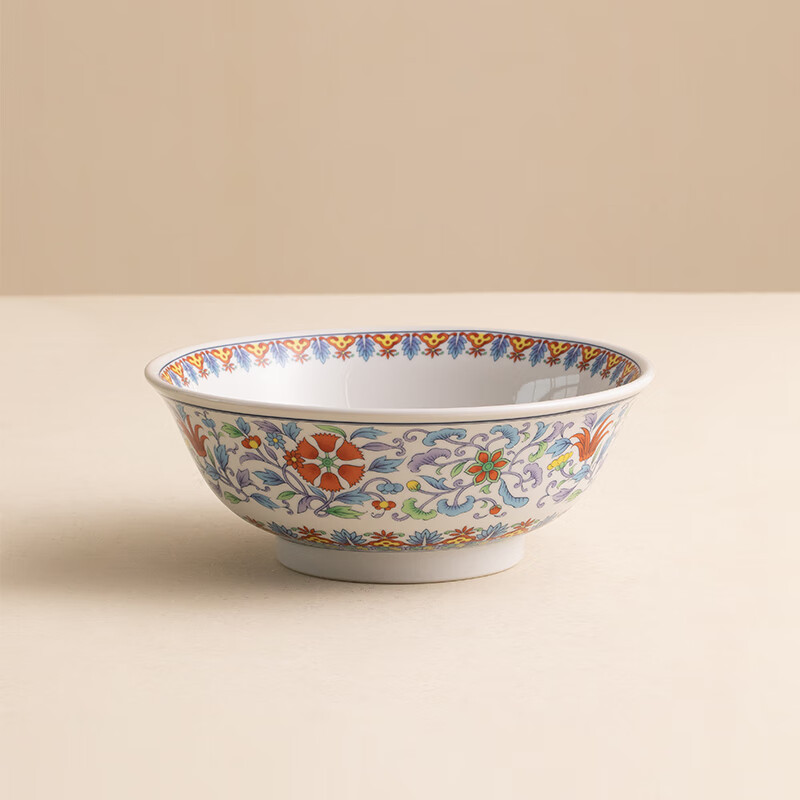 同合日本进口五彩牡丹大拉面碗日式花卉宫廷风家用大容量陶瓷面碗勺子 五彩牡丹大拉面碗