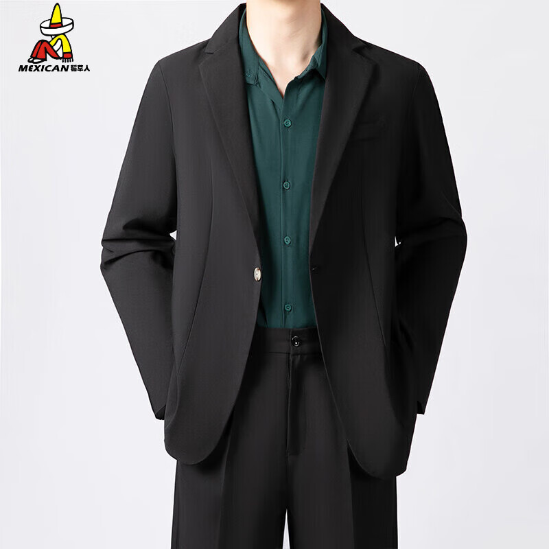 稻草人男士小西服春秋冬季商务休闲上衣男宽松西装外套男百搭休闲西服