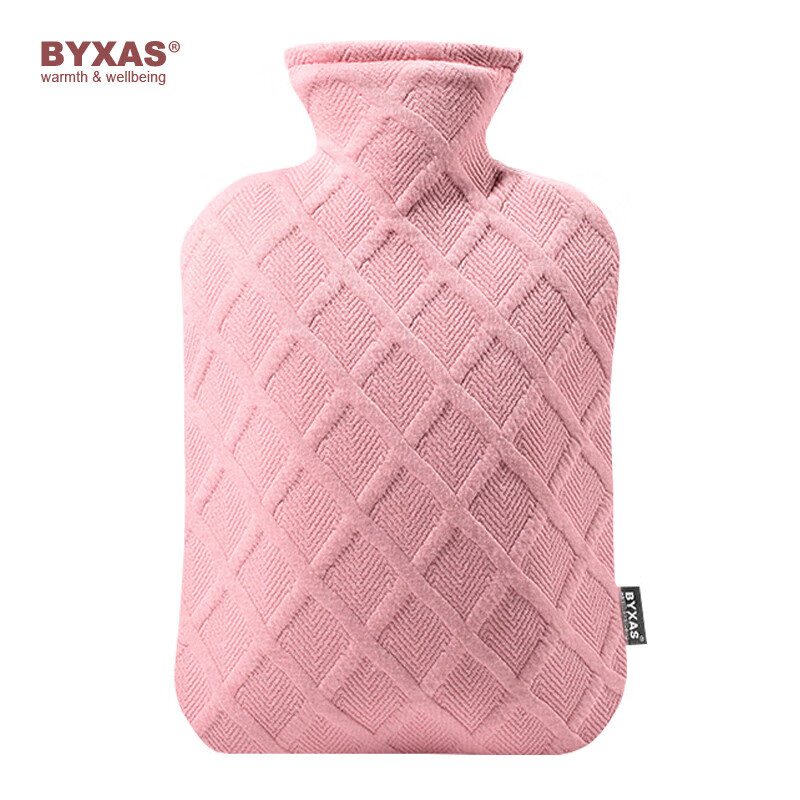BYXAS百赛施德国TUV认证灌水暖水袋注水热水袋暖手宝 大号1.8L冰莓粉
