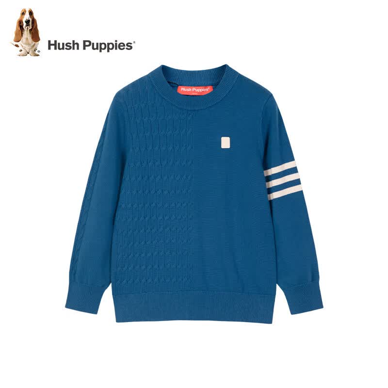 暇步士（Hush Puppies）童装儿童男女童毛衣春秋新款时尚休闲儿童线衣针织打底衫 奶油色 150