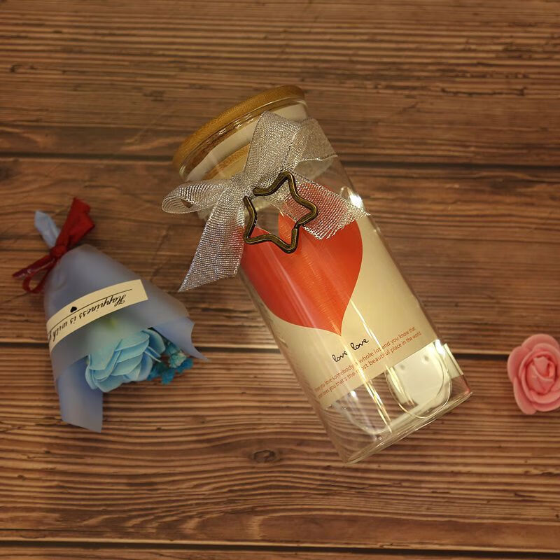 红同手工叠小星星许愿瓶幸运星星玻璃漂流折纸成品创意礼物 中小空瓶