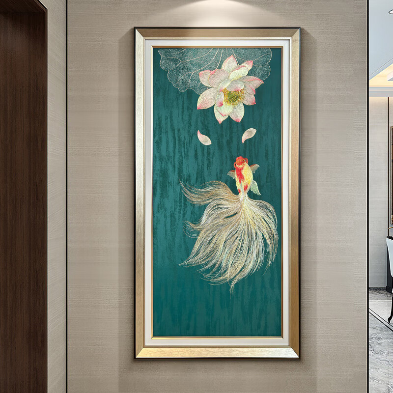 苏绣成品挂画新中式入户玄关装饰画正对门走廊刺绣壁画 《金玉满堂》