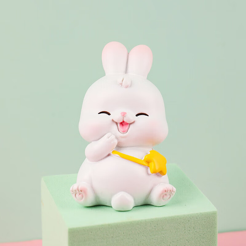 集物一册创意生日礼物小兔子摆件礼盒装办公桌工位装饰车载摆件送女生闺蜜 啵啵小兔摆件 一套4个+礼盒