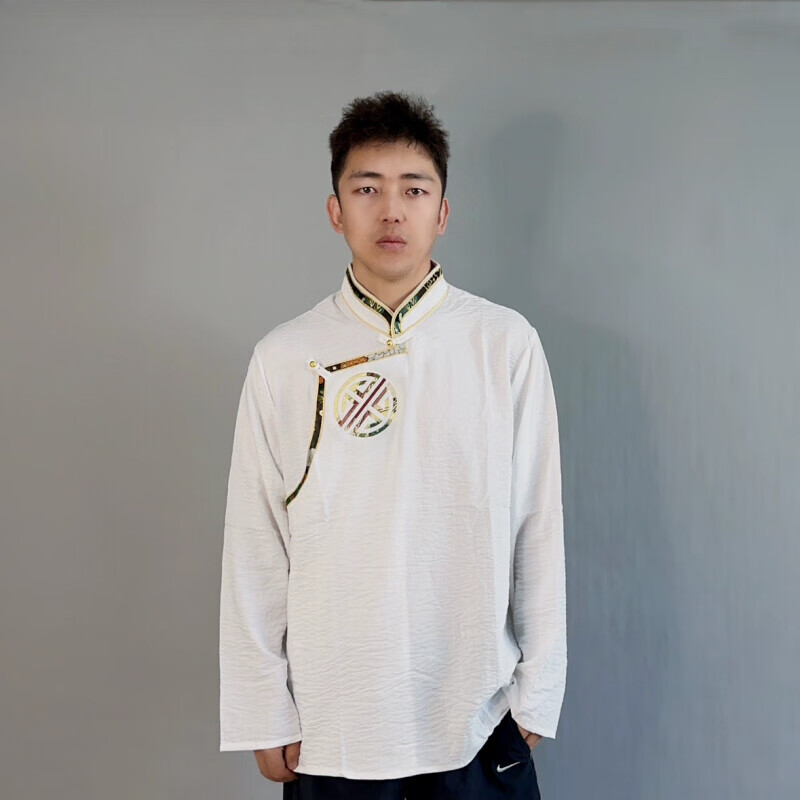 清丝坊藏族服装男冬季立花边开衫衬衫藏族装藏袍民族