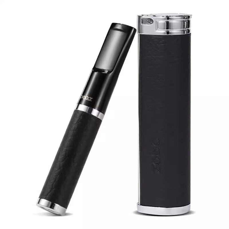 正牌zobo循环型可清洗过滤烟嘴粗中细支三用烟嘴过滤器过滤嘴礼盒套装 075黑皮纹-粗中细三用烟嘴