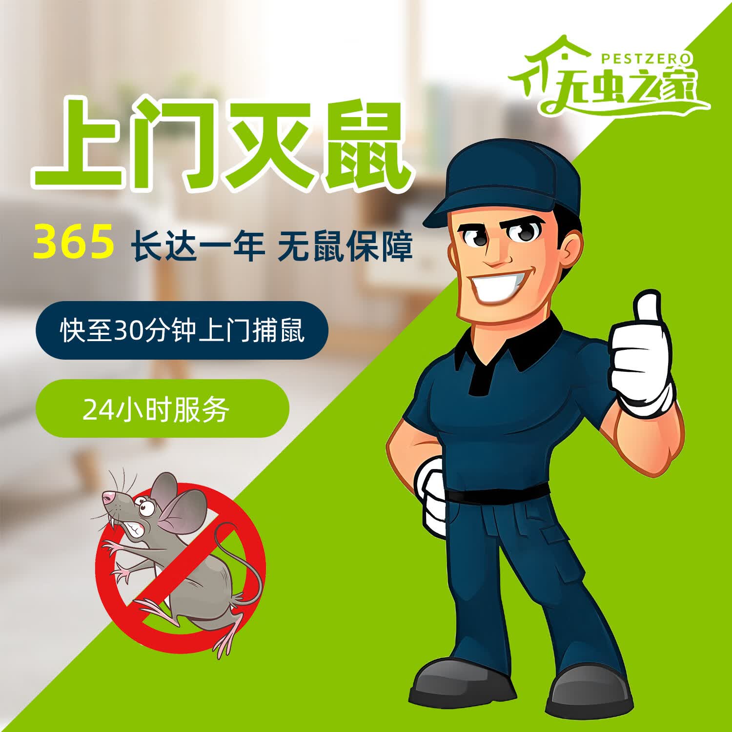 上门灭鼠消杀|24小时无虫之家到家|捕抓老鼠药胶粘板电鼠驱捉笼夹