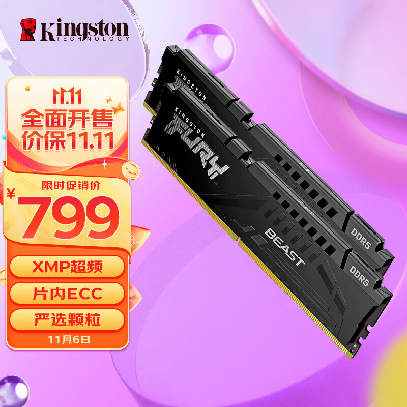 金士顿 (Kingston) FURY 32GB(16G×2)套装 DDR5 6000 台式机内存条 Beast野兽系列 骇客神条怎么看?