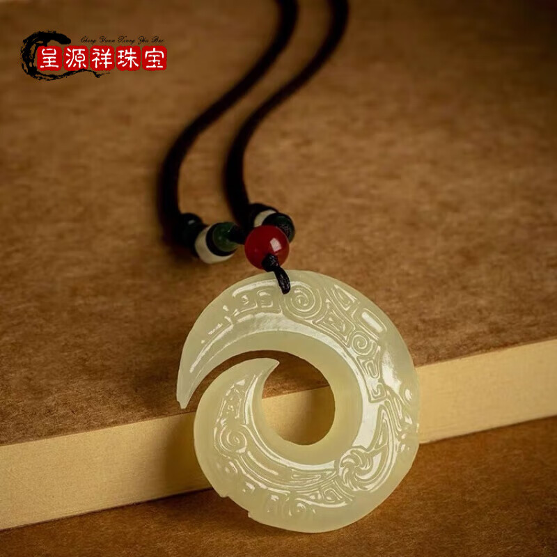 risetin白玉时来运转项链长款百搭男女配饰复古文艺气质玉石毛衣链子