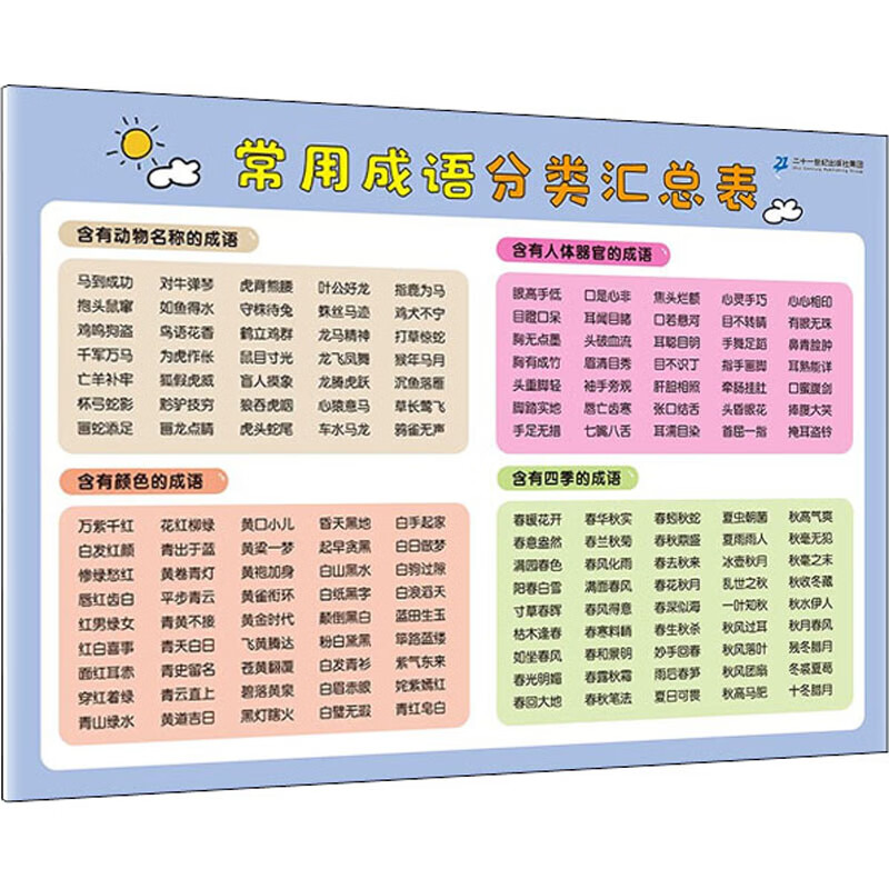 正版 小学生速记表·常用成语分类汇总表 作者 图书/社会科学/教育
