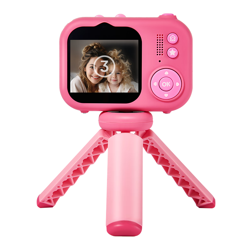 乐乐鱼（leleyu）儿童照相机可拍照玩具数码拍立得男孩女孩64G粉兔六一儿童节礼物
