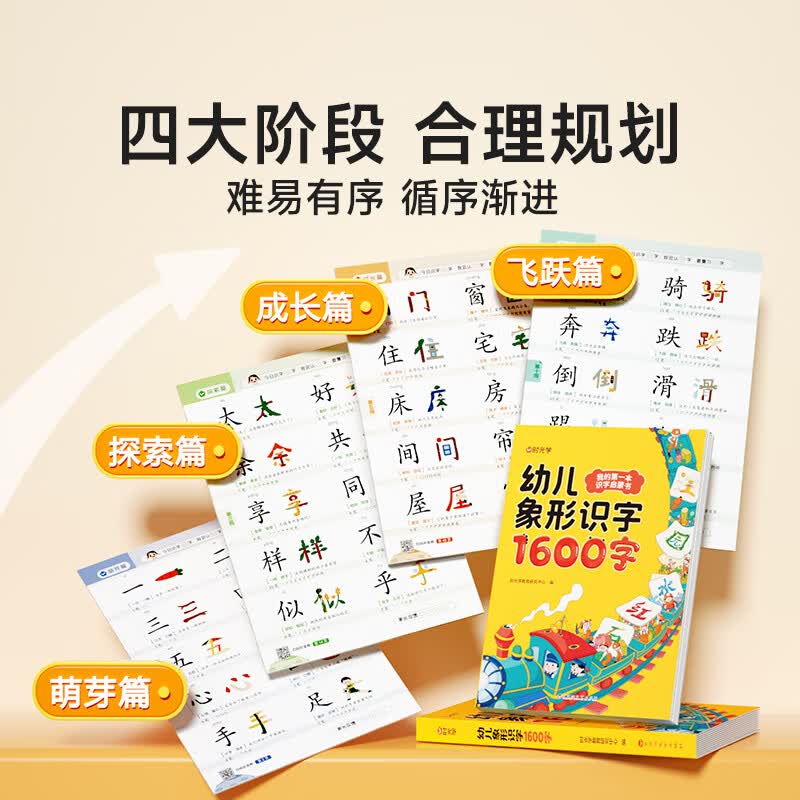 【时光学】幼儿象形识字1600字 早教启蒙幼小衔接语文早教书学前班大班儿童2-8岁幼儿识字象形1600