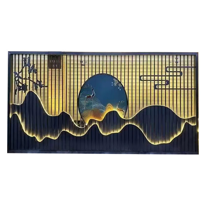 樱笋年光铝合金假山山水造型影壁背景墙户外隔断大堂金属格栅庭院