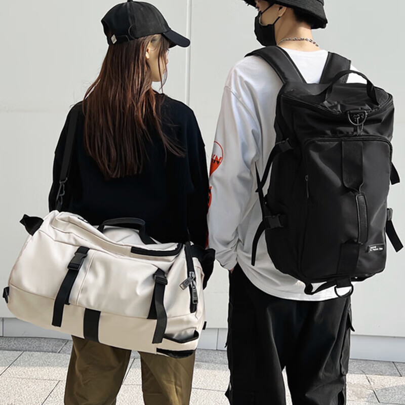 双星（doublestar）旅行包男大容量手提运动健身包短途出差背包行李包学生电脑包 白色