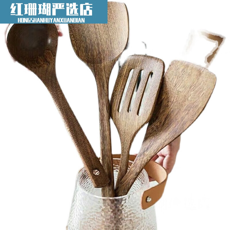 PJ鸡翅木锅铲不粘锅锅铲鸡翅木无漆无汤勺木铲耐高炒菜 饭铲+煎铲+锅铲+汤勺