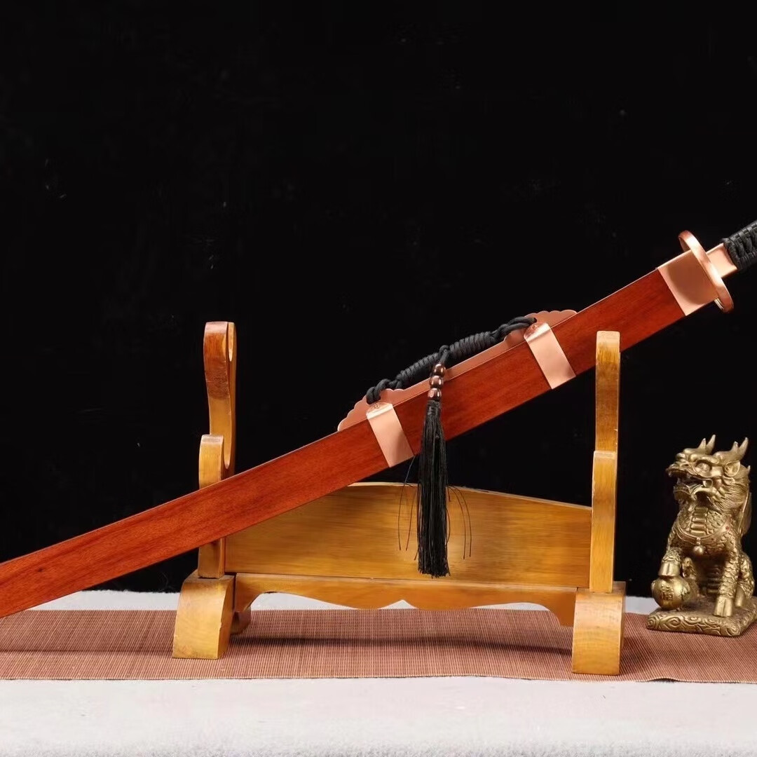 酸枝紫铜明官刀单手百炼钢研磨雁翎刀绣春刀覆土烧刃未开刃 60度以下