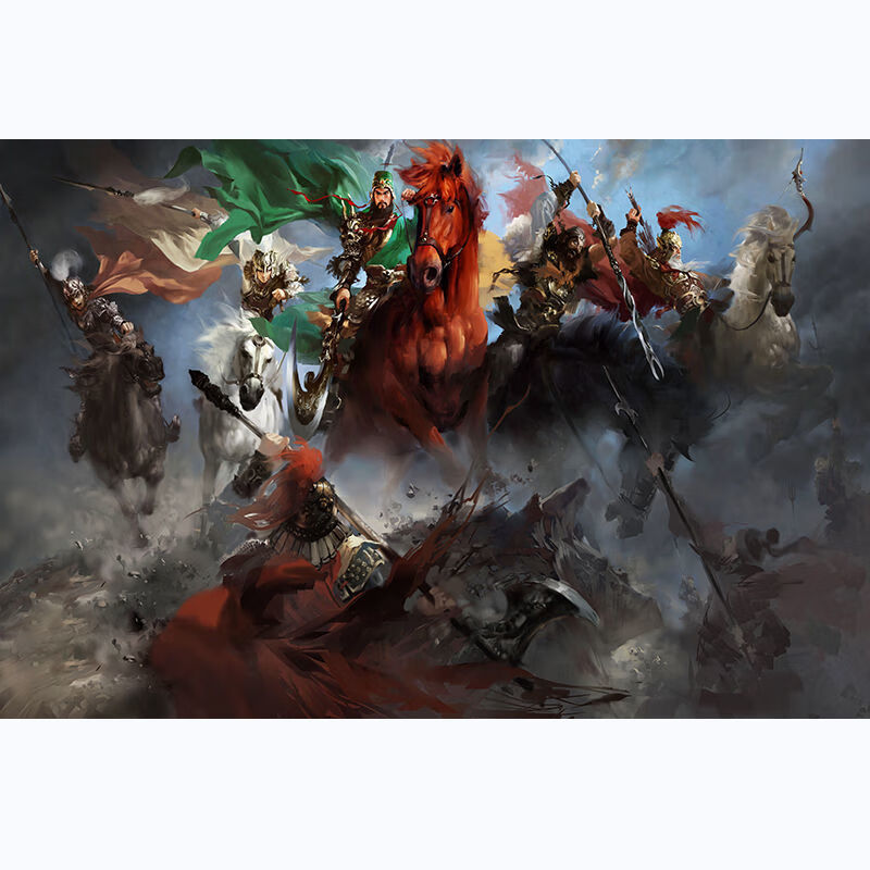 流彗五虎上将水墨画五虎将装饰 关羽张飞赵云马超黄忠人物像 刘关张三