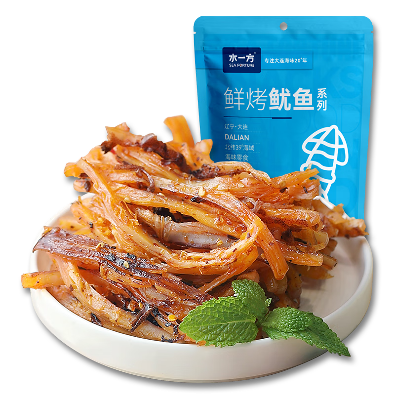 水一方現(xiàn)烤耐嚼魷魚絲手撕魷魚片零食大連特產(chǎn)魷魚條海味零食 川麻魷魚絲200g