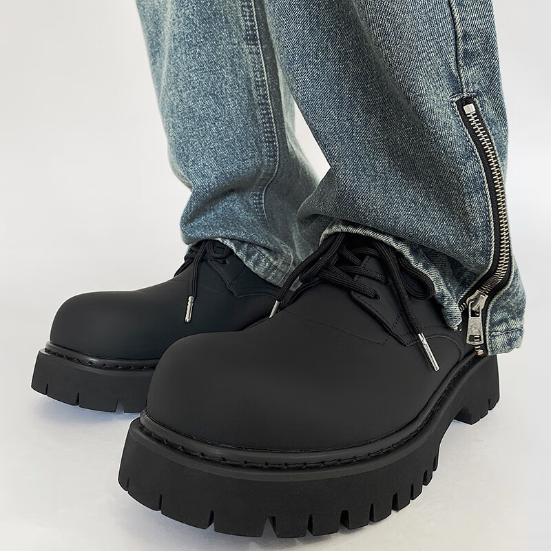 橦舟渡youthloser德比鞋男厚底圆头哑光磨砂小皮鞋张杰同款张新成休闲