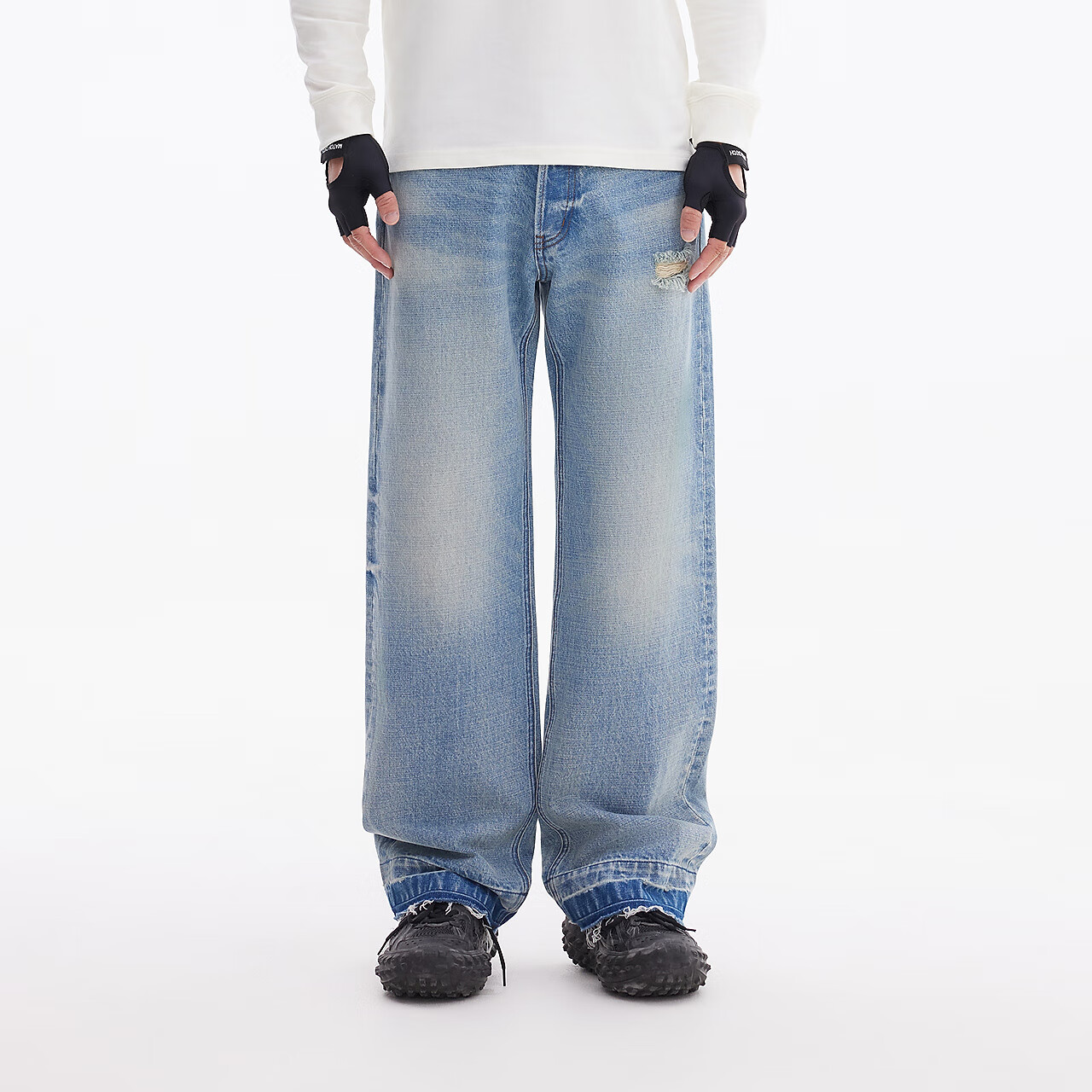 美特斯邦威[商场同款]牛仔裤男2025秋冬新款潮酷复古户外直筒裤男 浅蓝 M 170 78A