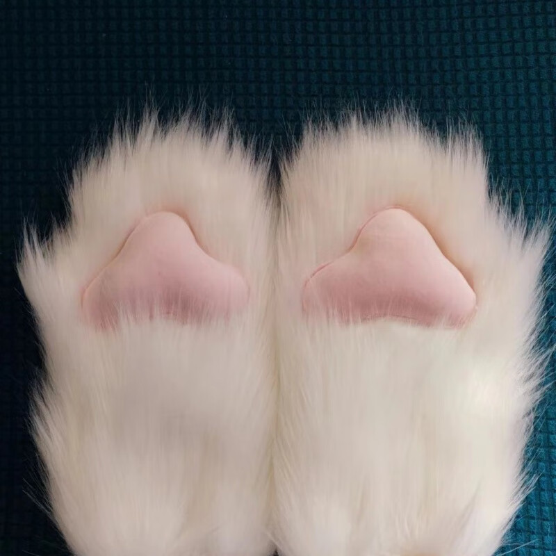 迪登都兽装爪子 手作日系贴身五指爪现货成品cos兽爪毛绒绒 白色浅粉